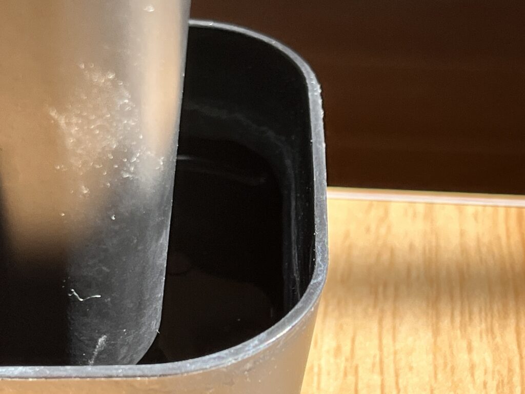 パキラを容器に入れたときの水位の様子